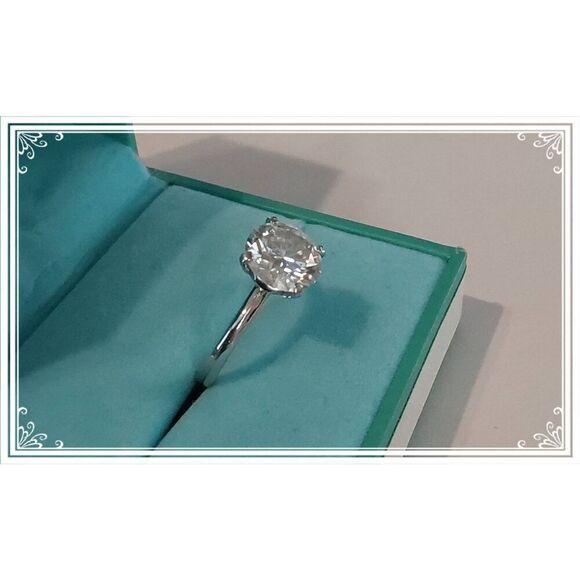 2 Ct. CERTIFIED Genuine Moissanite Diamond Round Solitaire Engagement Ring Sz 8 - Picture 2 of 5